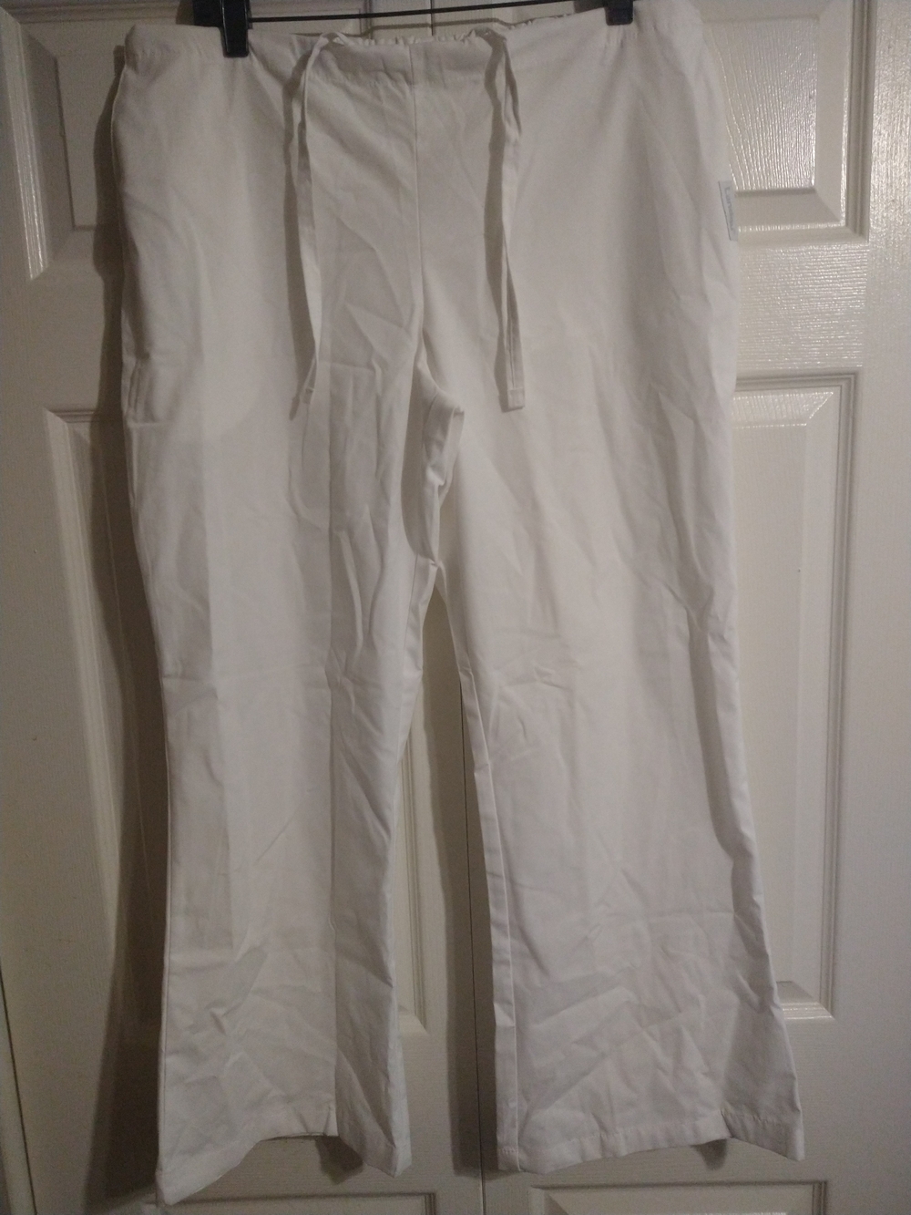 Landau White Wide-Leg Drawstring Pants Medium Petite